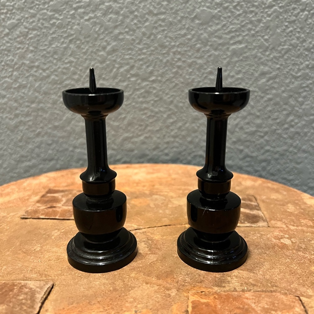 Sleek Black Candle Holders